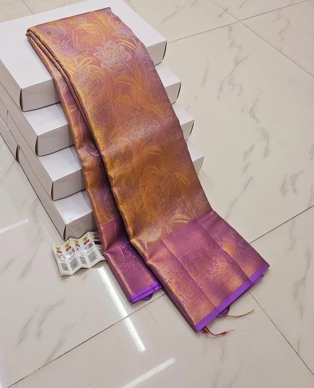 Dusty Rose Pink Kanchipuram Handloom Bridal Silk Saree
